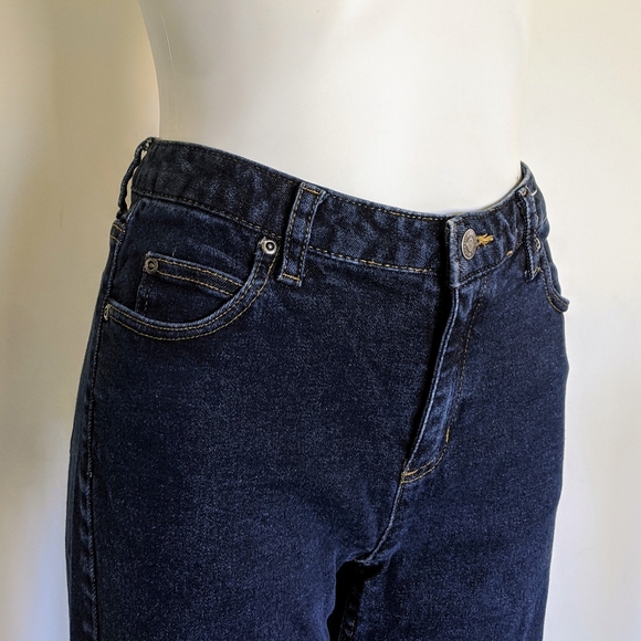 🌼 Liz Claiborne Stretch Denim Mid Rise Straight Leg Jeans, Dark Wash 6 - Picture 2 of 7